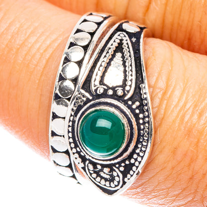 Green Onyx Dainty Ring Size 7 Adjustable (925 Sterling Silver) R5221