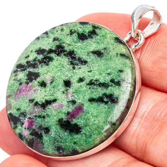 Ruby Zoisite Pendant 1 3/4" (925 Sterling Silver) P43046