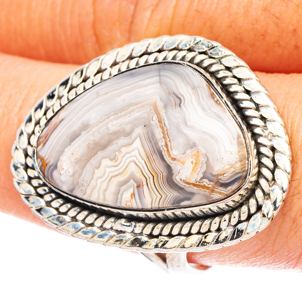Large Laguna Lace Agate 925 Sterling Silver Ring Size 9 (925 Sterling Silver) R6427