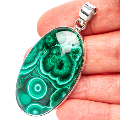 Premium Malachite Pendant 2 1/8" (.925 Sterling Silver)