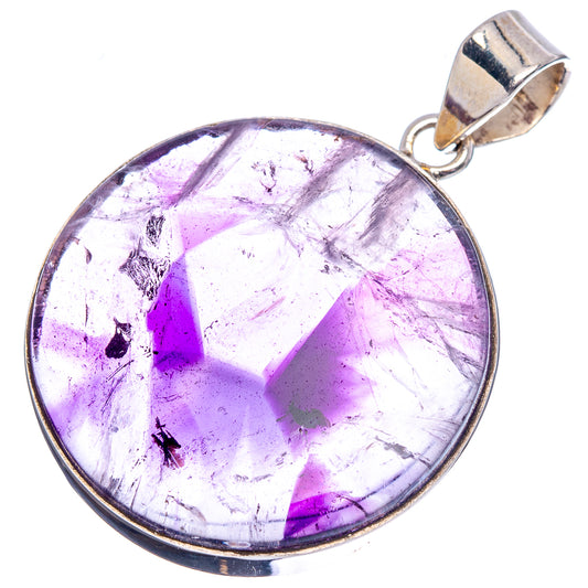 Oval star amethyst pendant in light purple with .925 sterling silver top bail