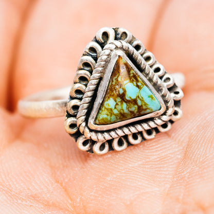 Southwestern Style Royston Turquoise Ring Size 6.75 (.925 Sterling Silver)