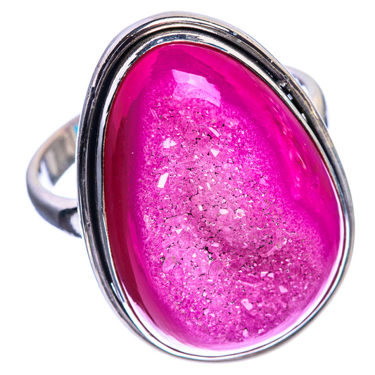 Large Pink Druzy Ring Size 13.5 (925 Sterling Silver) R144178