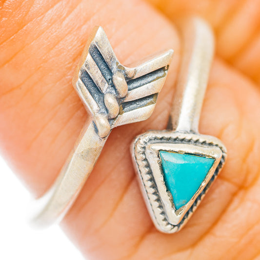 Mojave Turquoise Arrow Ring Size 6 Adjustable (.925 Sterling Silver)