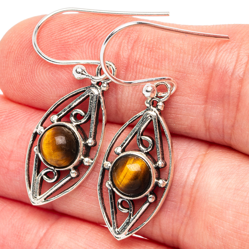 Tiger Eye Earrings 1 1/2" (925 Sterling Silver) E2990