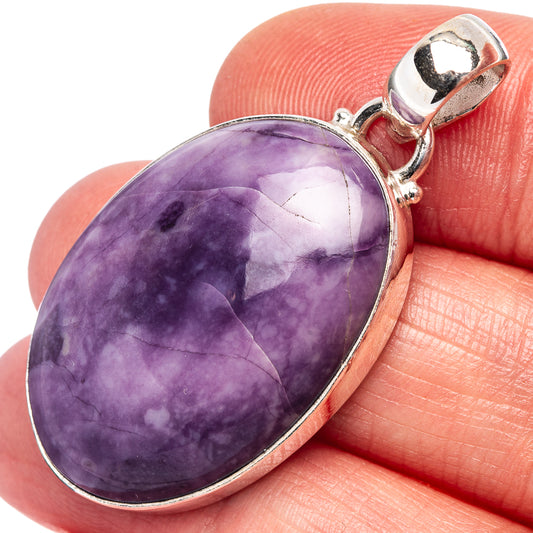 Tiffany Stone 1 5/8" .925 silver pendant with oval purple gemstone and bail