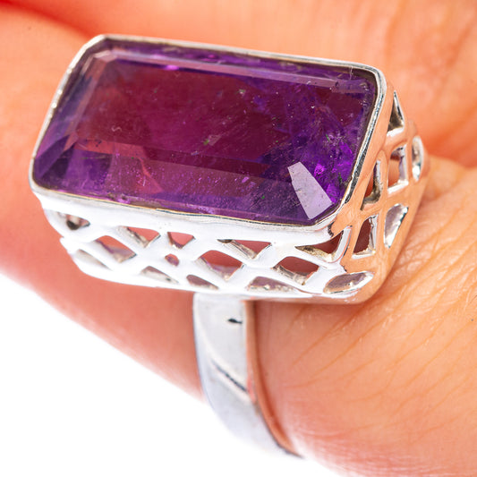 Large Faceted Amethyst Ring Size 6.75 (925 Sterling Silver) R144821