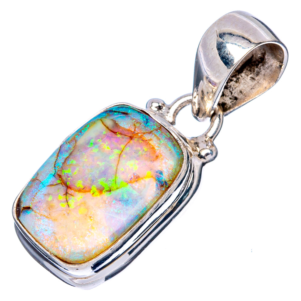 Oval opal pendant in 925 sterling silver with hinged bail