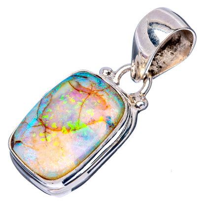 Oval opal pendant in 925 sterling silver with hinged bail