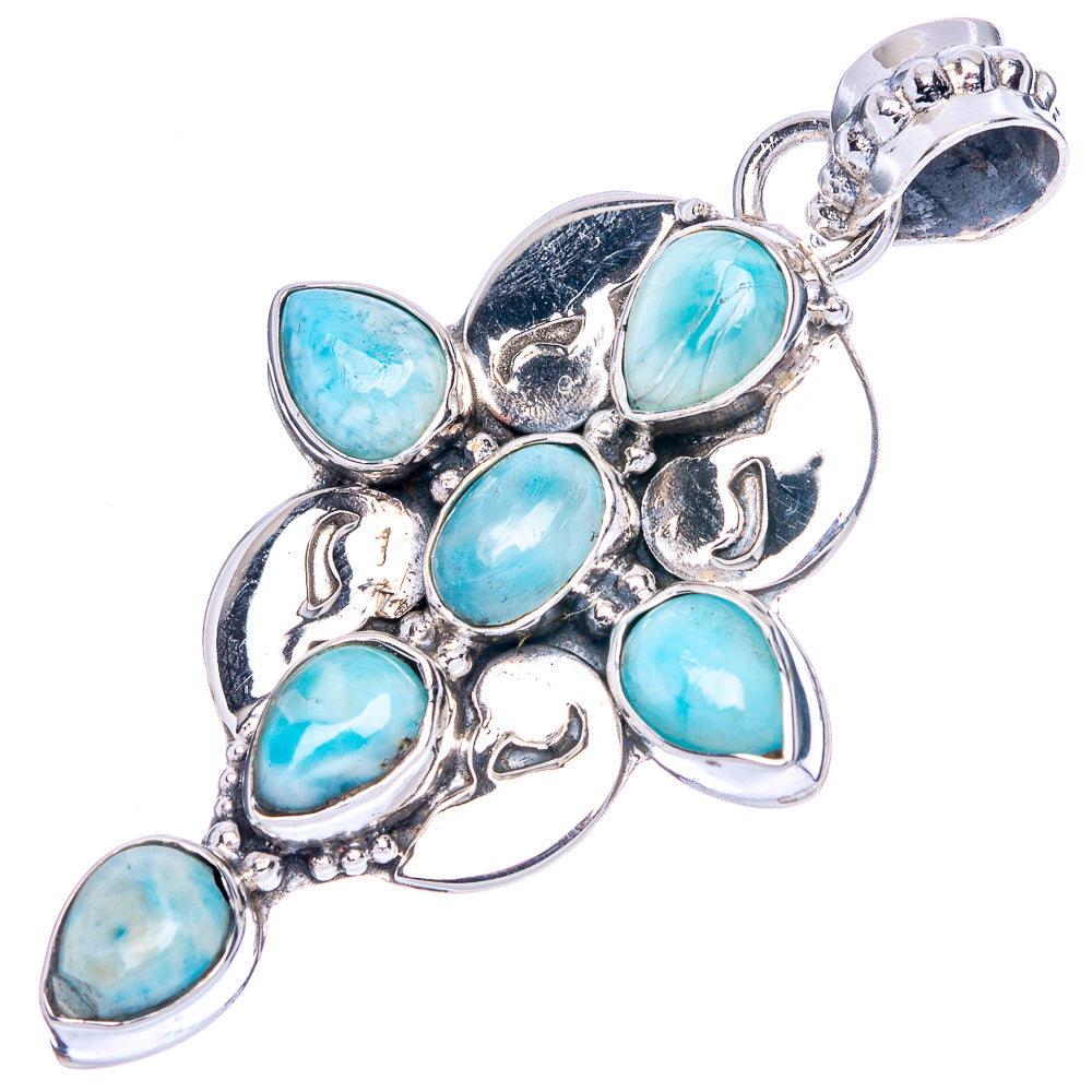 Larimar Cross Pendant 1 7/8" (925 Sterling Silver) P41735