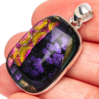 Dichroic Glass Pendants 1 1/2" (925 Sterling Silver) P43231