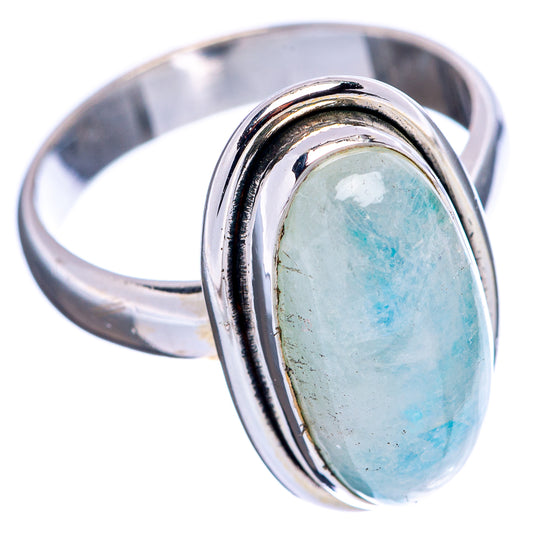 Sterling silver oval moonstone ring, oval light blue stone in bezel setting