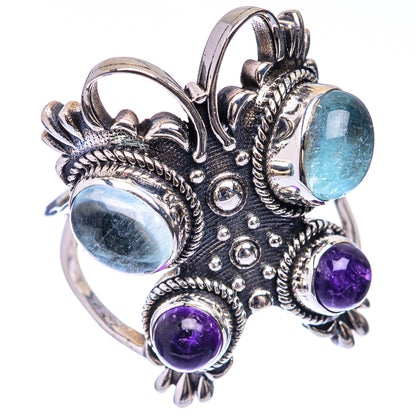 Large Aquamarine, Amethyst Ring Size 9.5 (925 Sterling Silver) R141632