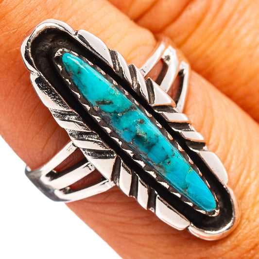 Sterling silver turquoise oval ring with black inlay and braided side details