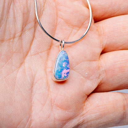 Australian Fire Opal Necklace 16" (.925 Sterling Silver)