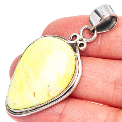 Lemon Chrysoprase Pendant 2 1/8" (925 Sterling Silver) P40067