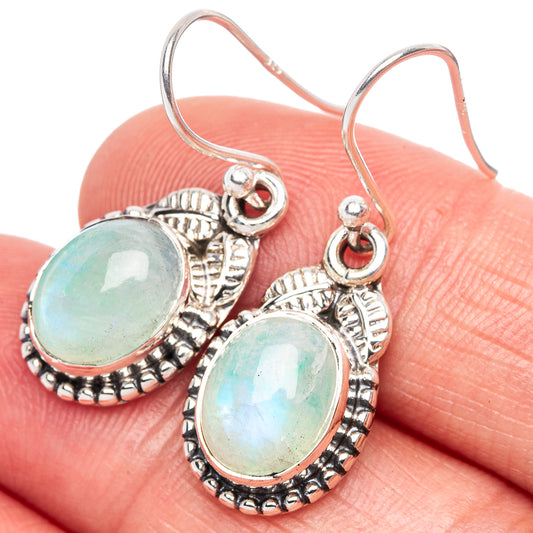 Rainbow Moonstone Earrings 1 1/8" (925 Sterling Silver) E1367