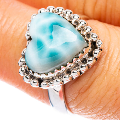 Larimar Heart 925 Sterling Silver Ring Size 7.75 Ana Co R2419