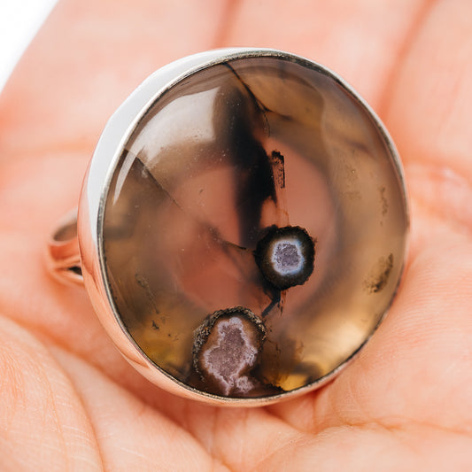 Premium Flower Agate Ring Size 9.5 (.925 Sterling Silver)