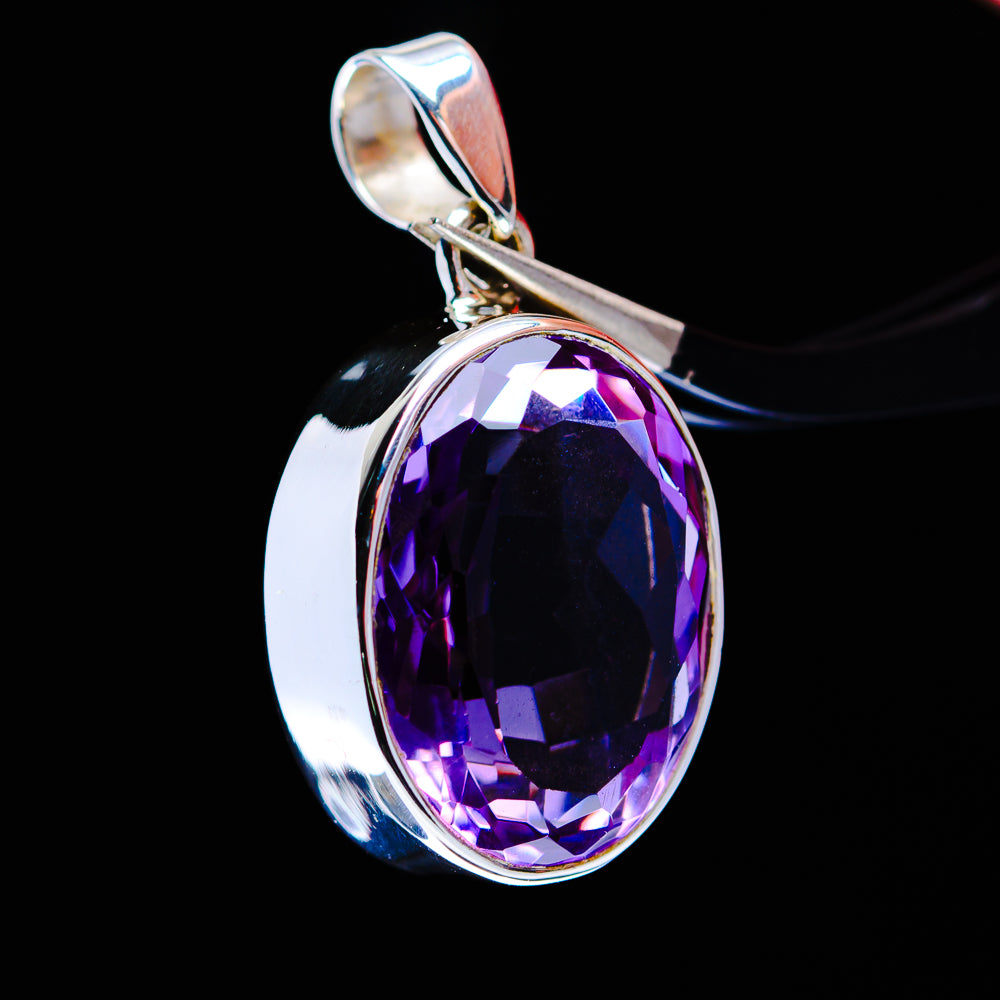 20.4ct Faceted Brazilian Amethyst Pendant 1 1/4" (.925 Sterling Silver)
