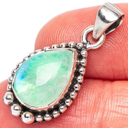 Green Moonstone Pendant 1 1/8" (925 Sterling Silver) P42400