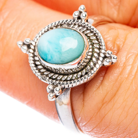 Larimar Dainty Ring Size 7 (925 Sterling Silver) R3419