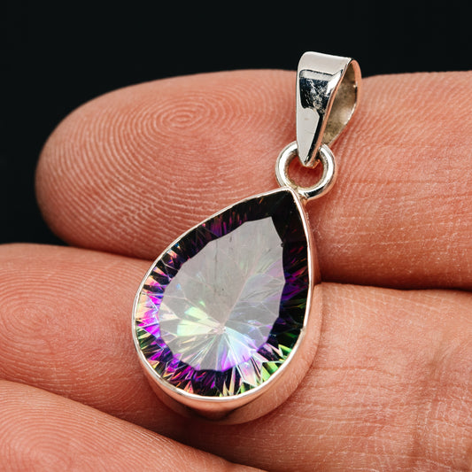 Premium 15ct Mystic Topaz Pendant 1 1/8" (.925 Sterling Silver)