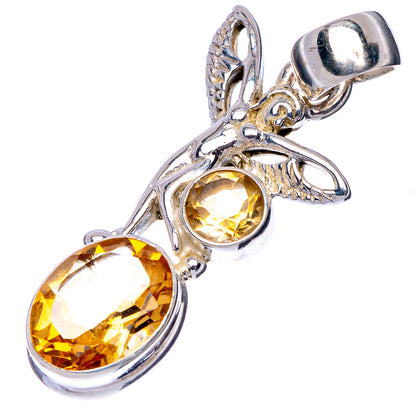 Faceted Citrine Fairy Pendant 1 3/8" (925 Sterling Silver) P41149