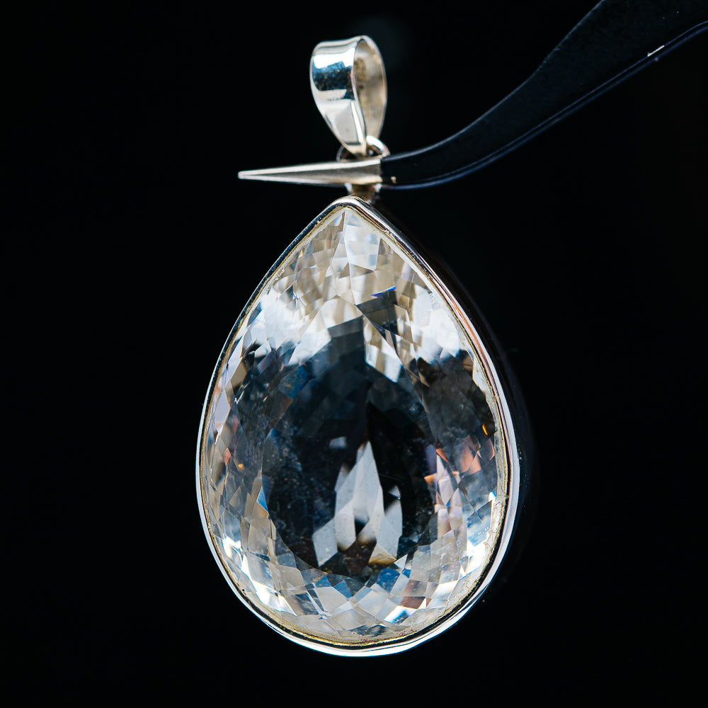 110.3ct Huge Faceted White Quartz Pendant 1 3/4" (.925 Sterling Silver)