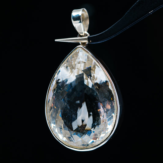 110.3ct Huge Faceted White Quartz Pendant 1 3/4" (.925 Sterling Silver)