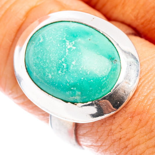 Turquoise oval stone bezel set on .925 sterling silver ring