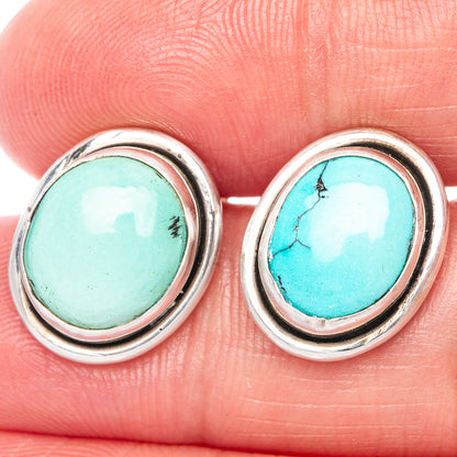 Tibetan Turquoise Earrings 5/8" (925 Sterling Silver) E433146