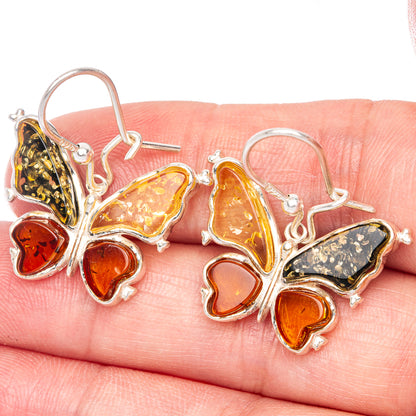 Baltic Amber Butterfly Earrings 1 1/8" (925 Sterling Silver) E433124