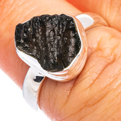 Rare Raw Moldavite Ring Size 6 (.925 Sterling Silver)