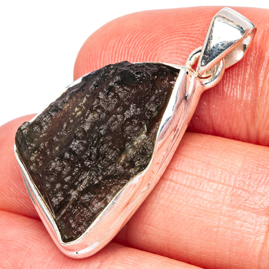 Rare Moldavite Pendant 1 3/8" (925 Sterling Silver) P43376