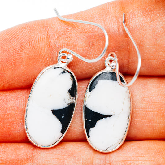White Buffalo Turquoise Earrings 1 3/8" (.925 Sterling Silver)