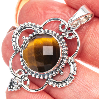 Premium Tiger Eye Pendant 1 1/2" (925 Sterling Silver) P41845