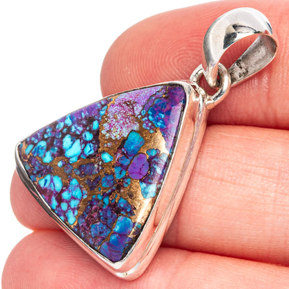 Purple Copper Composite Turquoise Pendant 1 3/8" (925 Sterling Silver) P40585