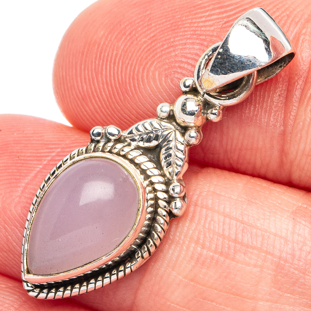 Dainty Rose Quartz Pendant 1 1/4" (925 Sterling Silver) P45321