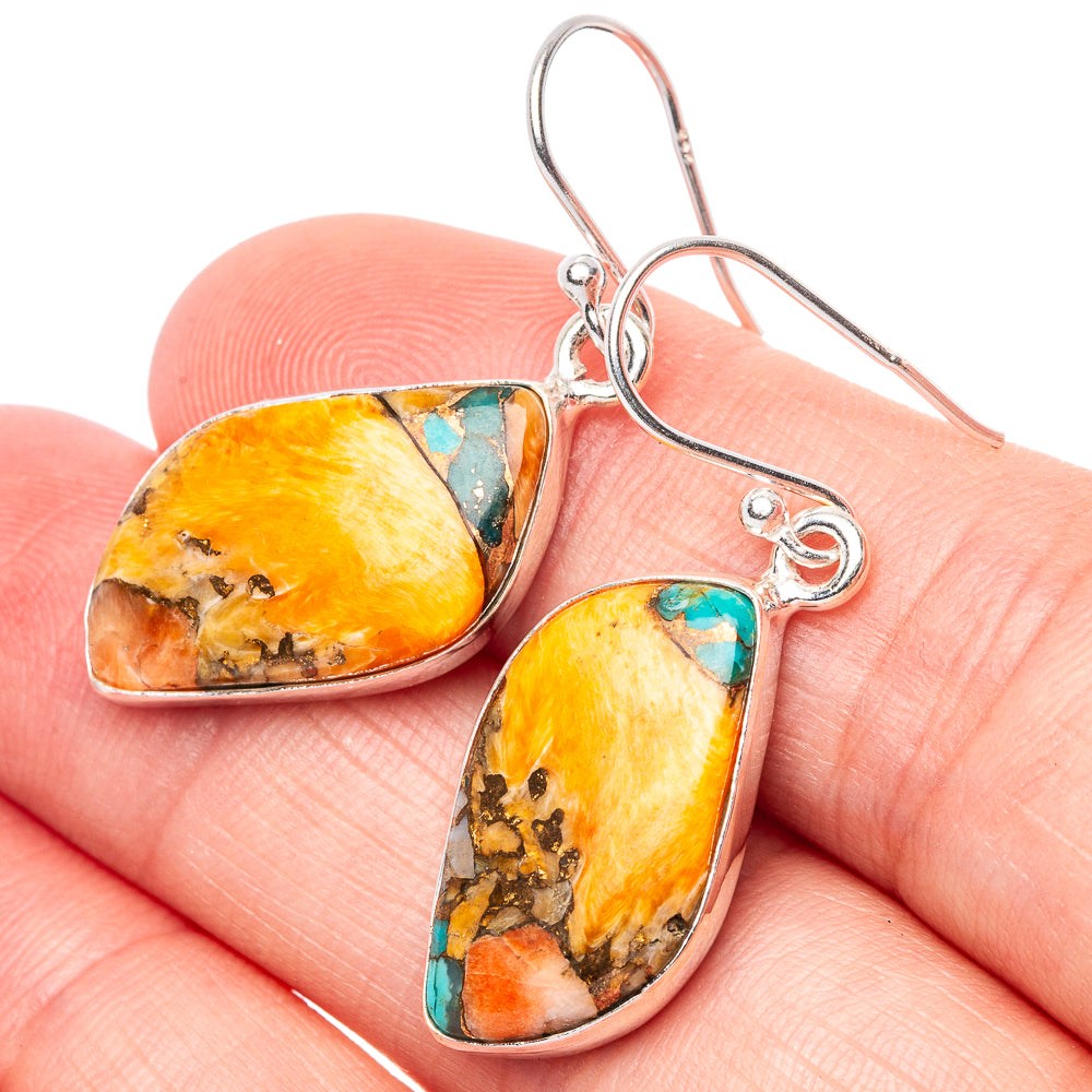 Turquoise spiny oyster drop earrings in 925 sterling silver