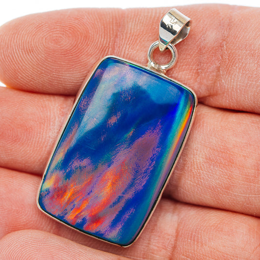 Aurora Opal Pendant 1 3/4" (.925 Sterling Silver)
