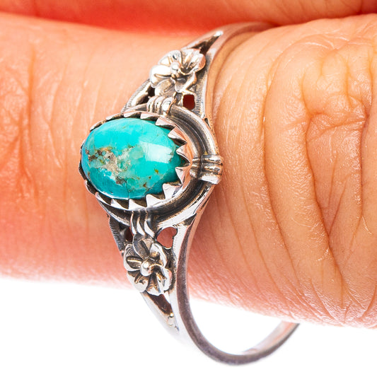 Value Arizona Turquoise Flower Ring Size 8.75 (925 Sterling Silver) R7207