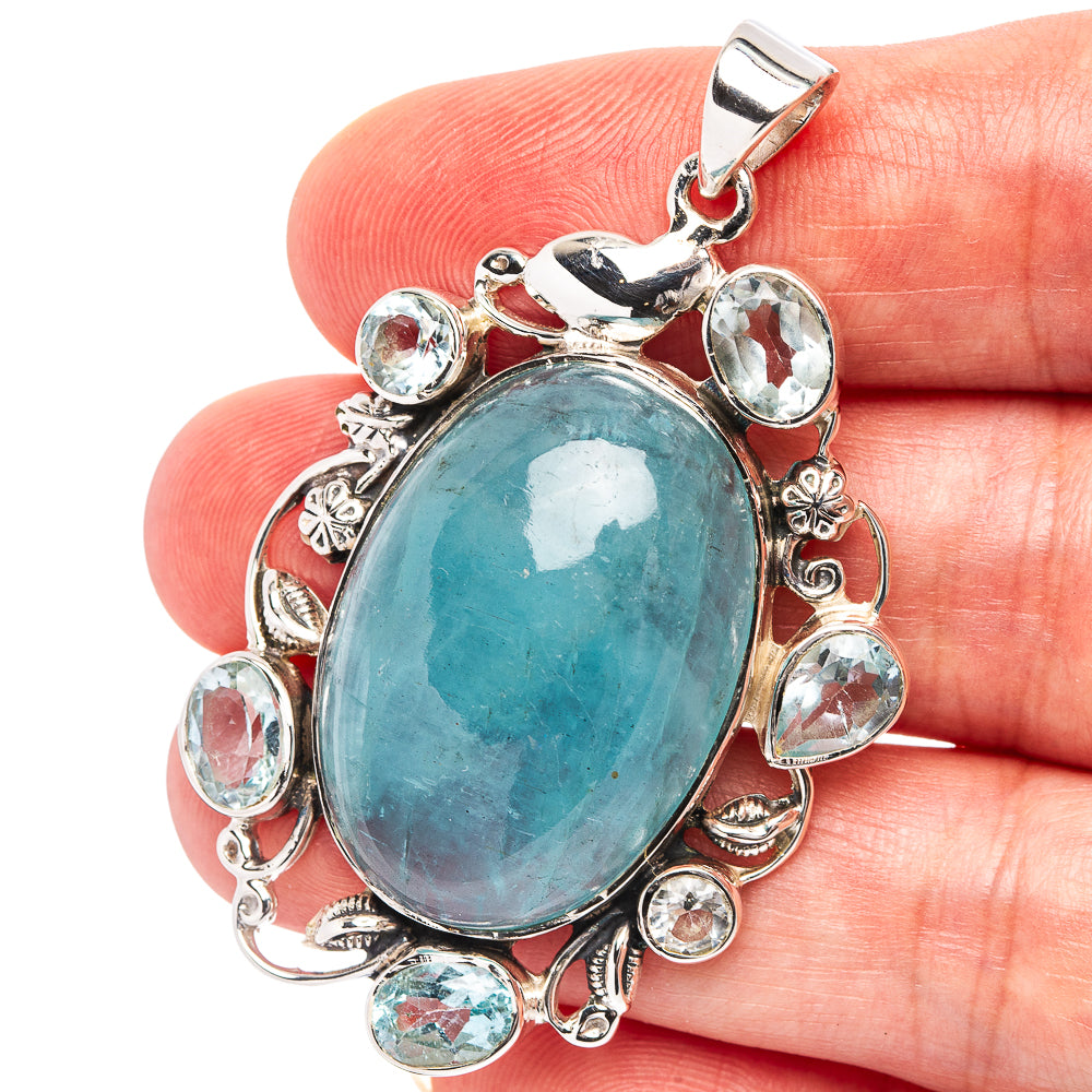 Signature Aquamarine Pendant 2 1/8" (.925 Sterling Silver)