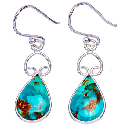 Chrysocolla Earrings 1 3/8" (925 Sterling Silver) E1240
