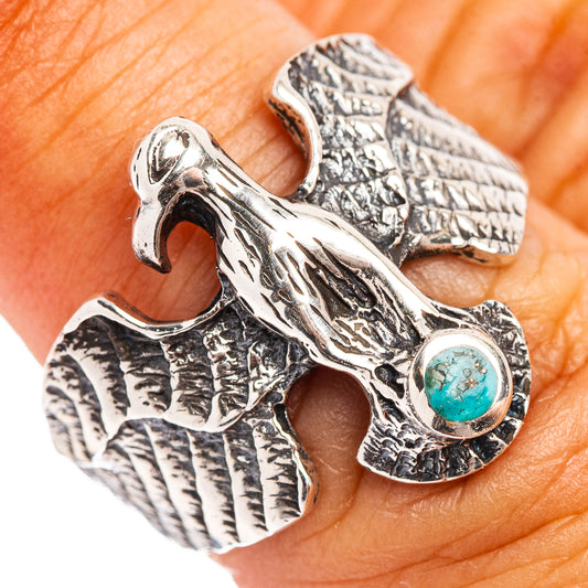 925 sterling silver eagle ring with turquoise inlay stone