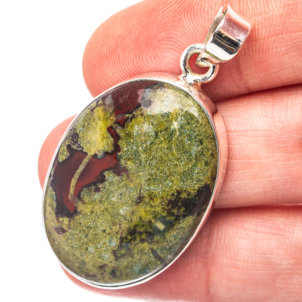 Dragon's Blood Stone Pendant 1 3/4" (.925 Sterling Silver)
