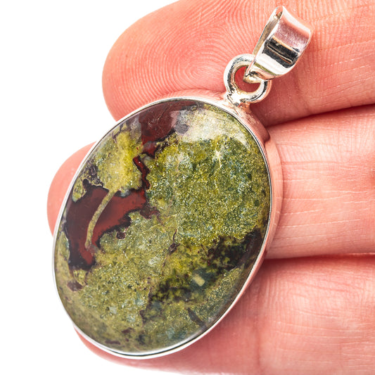 Dragon's Blood Stone Pendant 1 3/4" (.925 Sterling Silver)