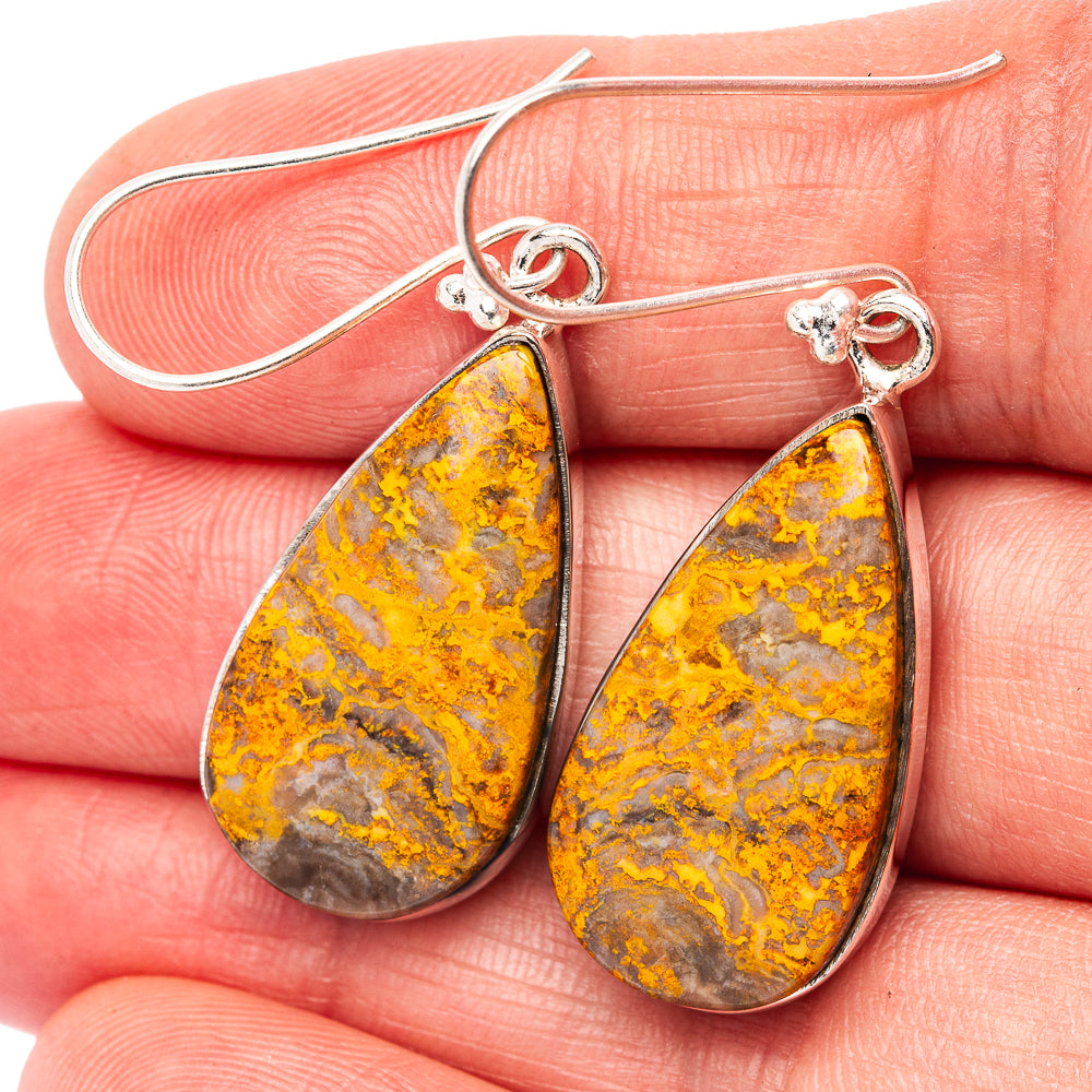 Premium Bumblebee Jasper Earrings 1 7/8" (.925 Sterling Silver)