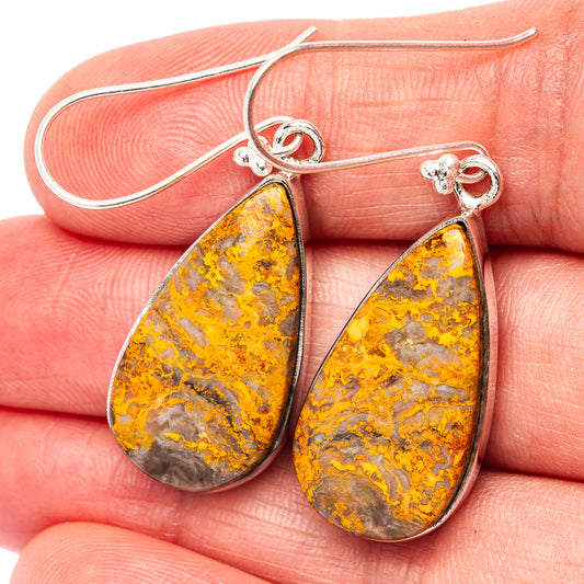 Premium Bumblebee Jasper Earrings 1 7/8" (.925 Sterling Silver)