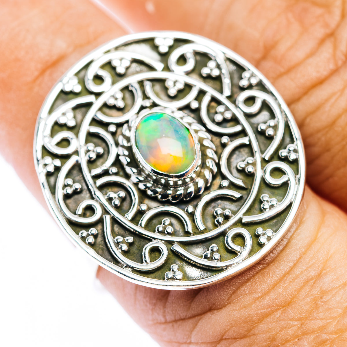 Ethiopian Opal Ring Size 8.25 (.925 Sterling Silver)